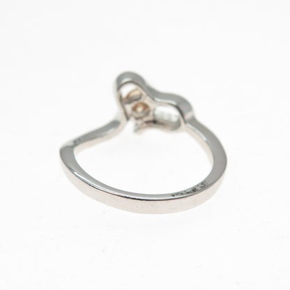 925 Sterling Silver Round-Cut Champagne C Z Modernist Heart Ring Size 6