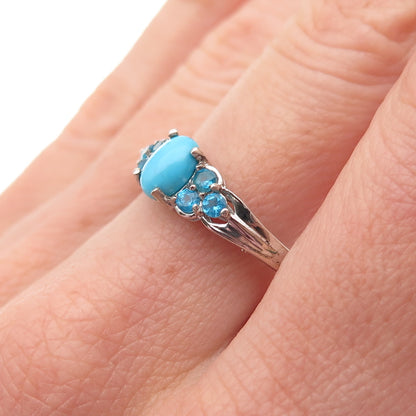 Chuck Clemency 925 Sterling Silver Real Turquoise & Apatite Ring Size 8.25