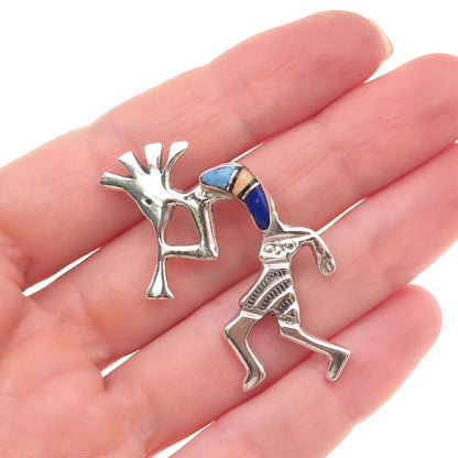 Melissa Yazzie Navajo Old Pawn Sterling Vintage Multi-Gem Kokopelli Pin Pendant