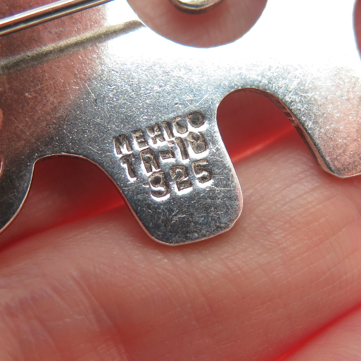 925 Sterling Silver Vintage Mexico Modernist Elephant Pin Brooch