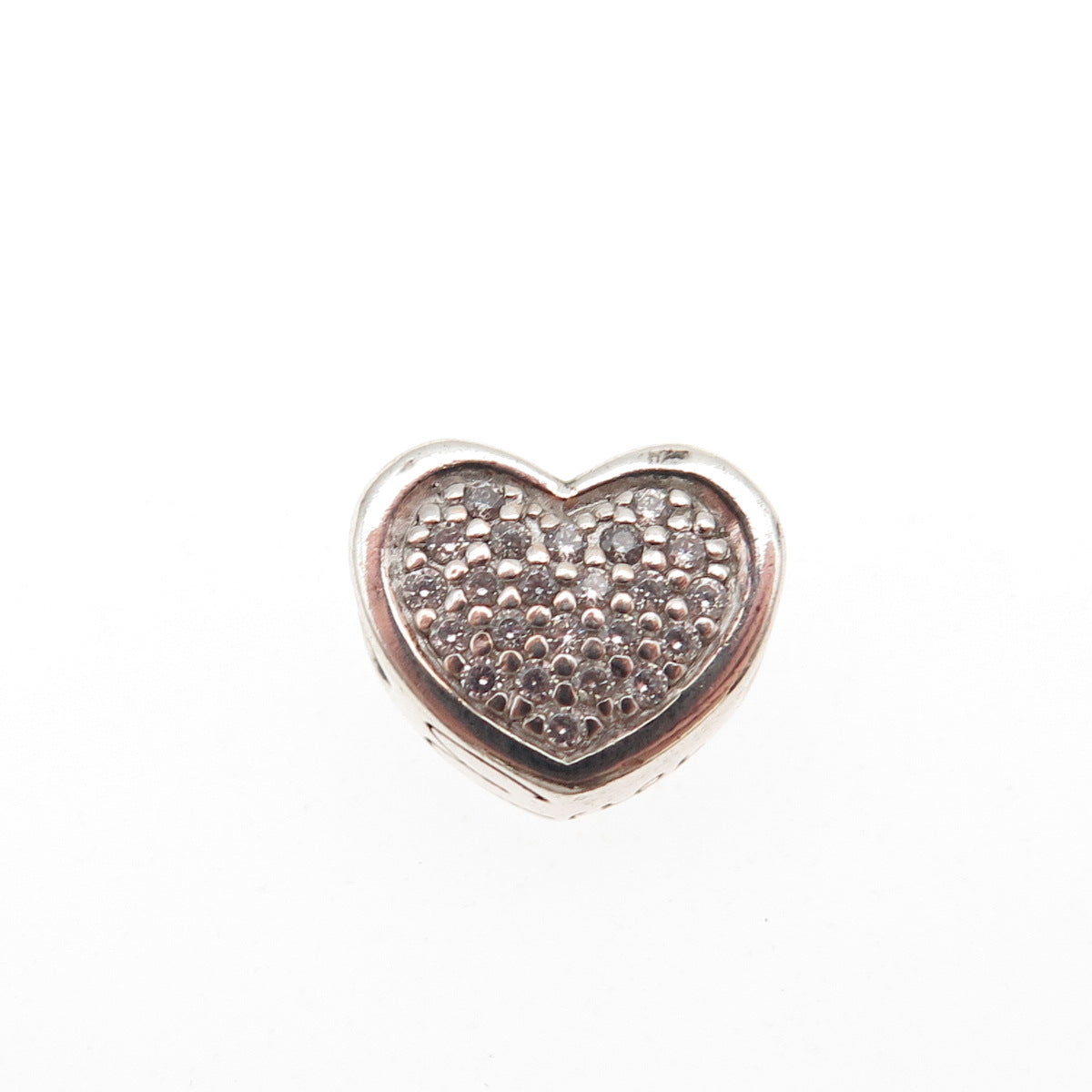 JCM Jacmel Mauritius 925 Sterling Silver C Z Heart Mini Slide Charm Pendant