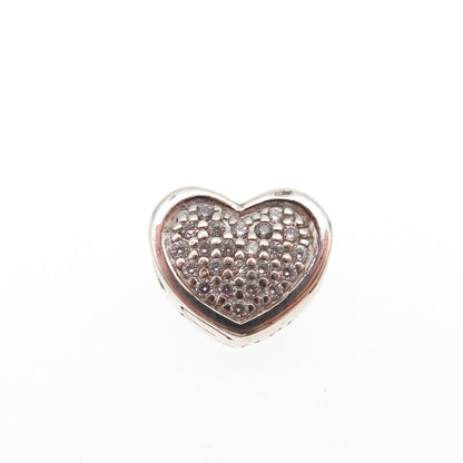 JCM Jacmel Mauritius 925 Sterling Silver C Z Heart Mini Slide Charm Pendant