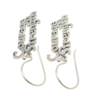 925 Sterling Silver "Courage Strength" Dangling Earrings