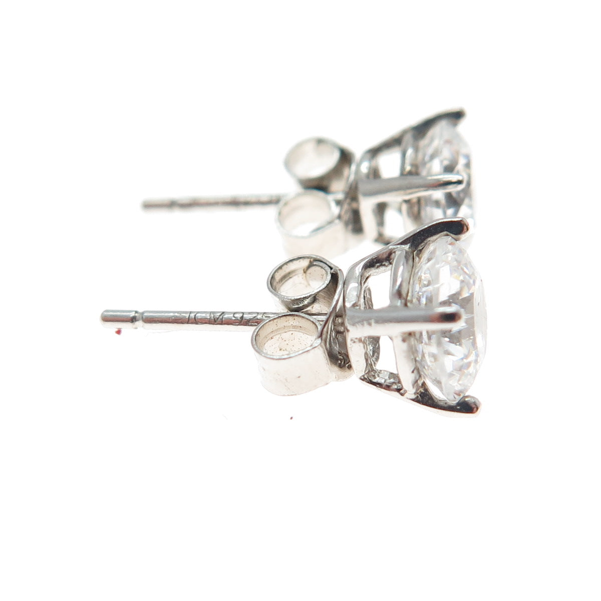 925 Sterling Silver Round-Cut C Z Stud Earrings