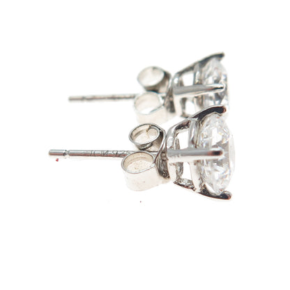 925 Sterling Silver Round-Cut C Z Stud Earrings
