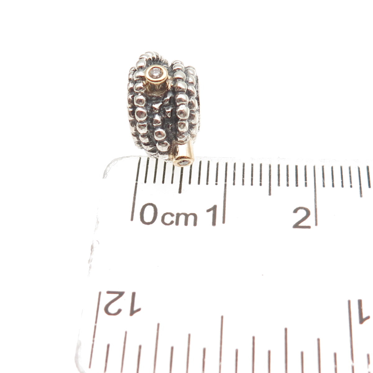 PANDORA 925 Sterling Silver Gold Real Diamond Entangled Beauty Slide Bead Charm