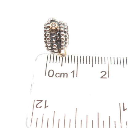PANDORA 925 Sterling Silver Gold Real Diamond Entangled Beauty Slide Bead Charm