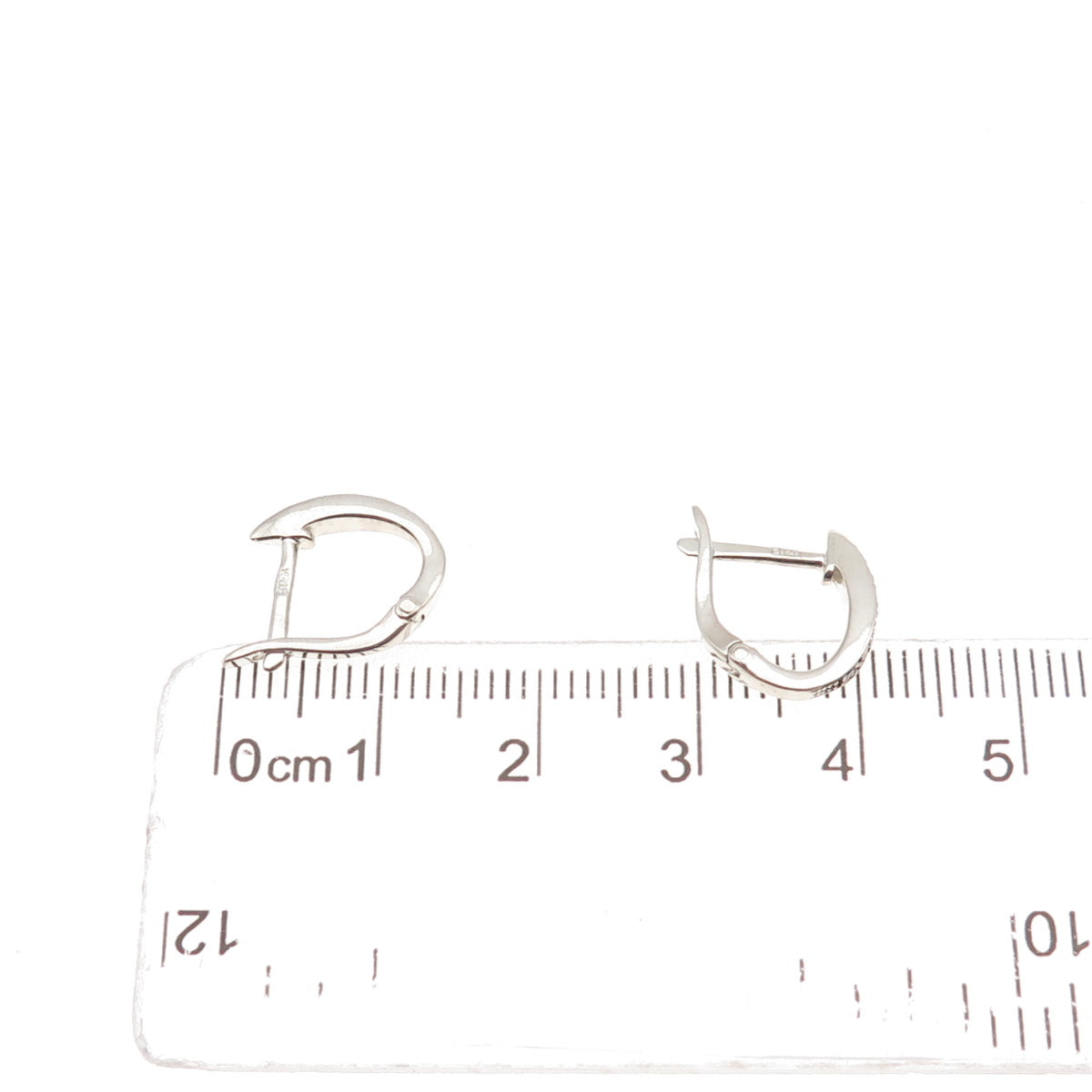 925 Sterling Silver Real Round-Cut Diamond Hoop Earrings