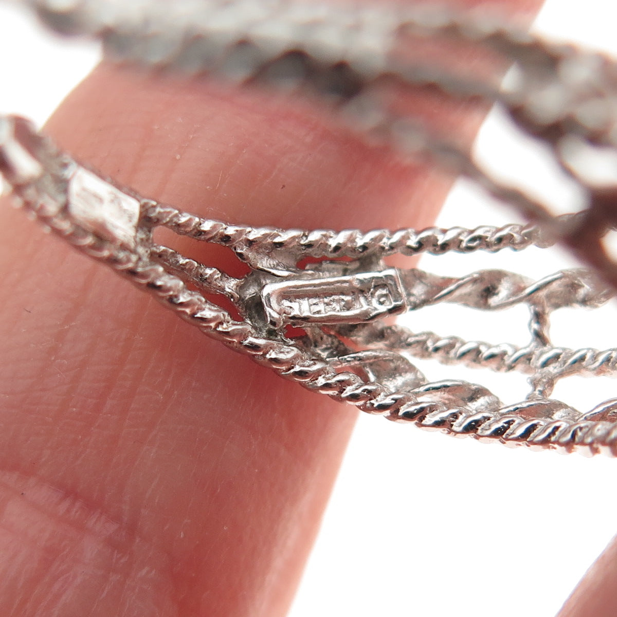 925 Sterling Silver Vintage Twisted Crescent Hoop Dangle Earrings
