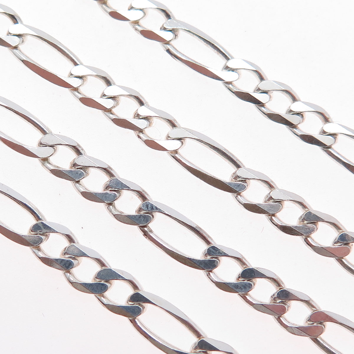 925 Sterling Silver Vintage Italy Figaro Chain Necklace 20"