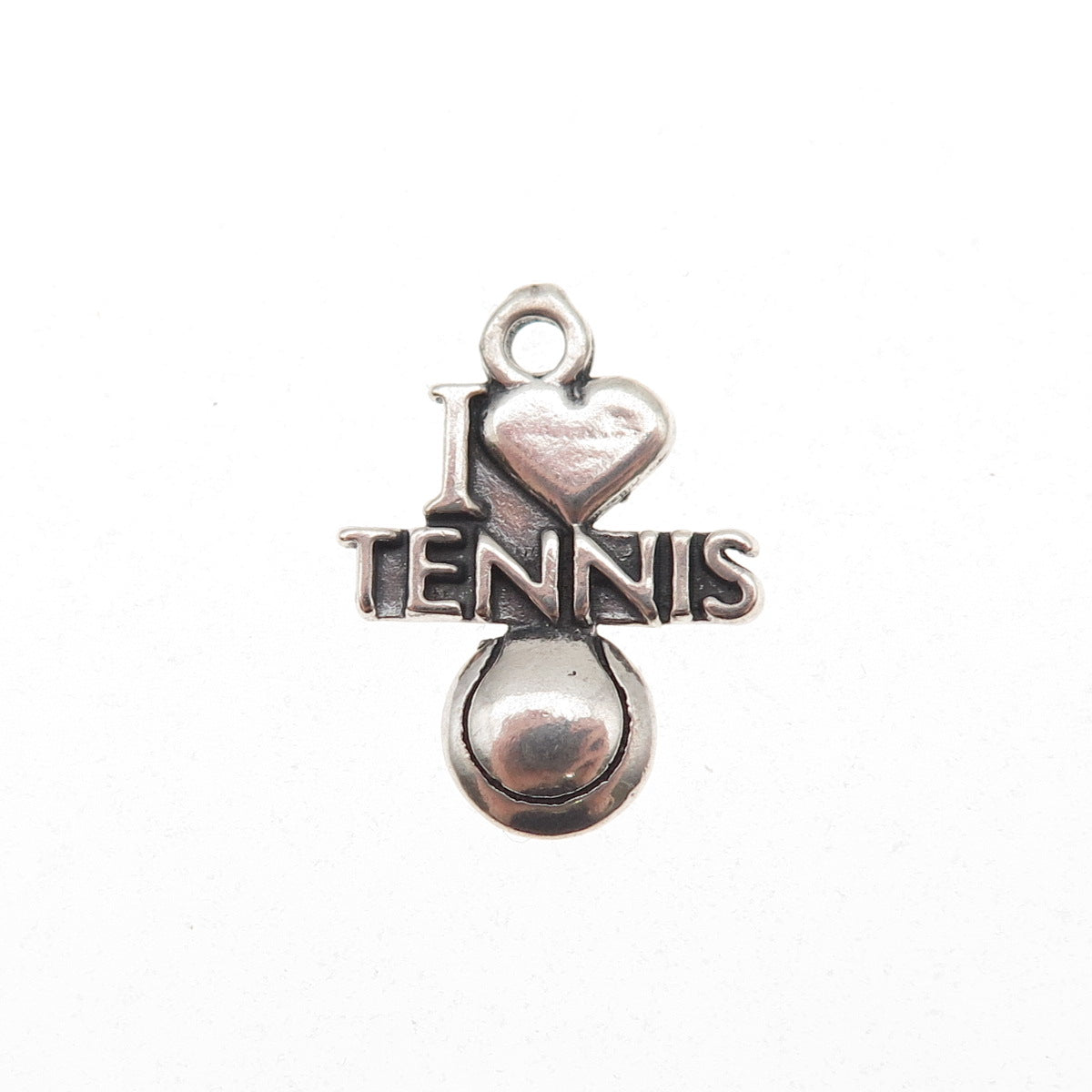 Sundancer 925 Sterling Silver Vintage I Love Tennis Oxidized Mini Charm Pendant