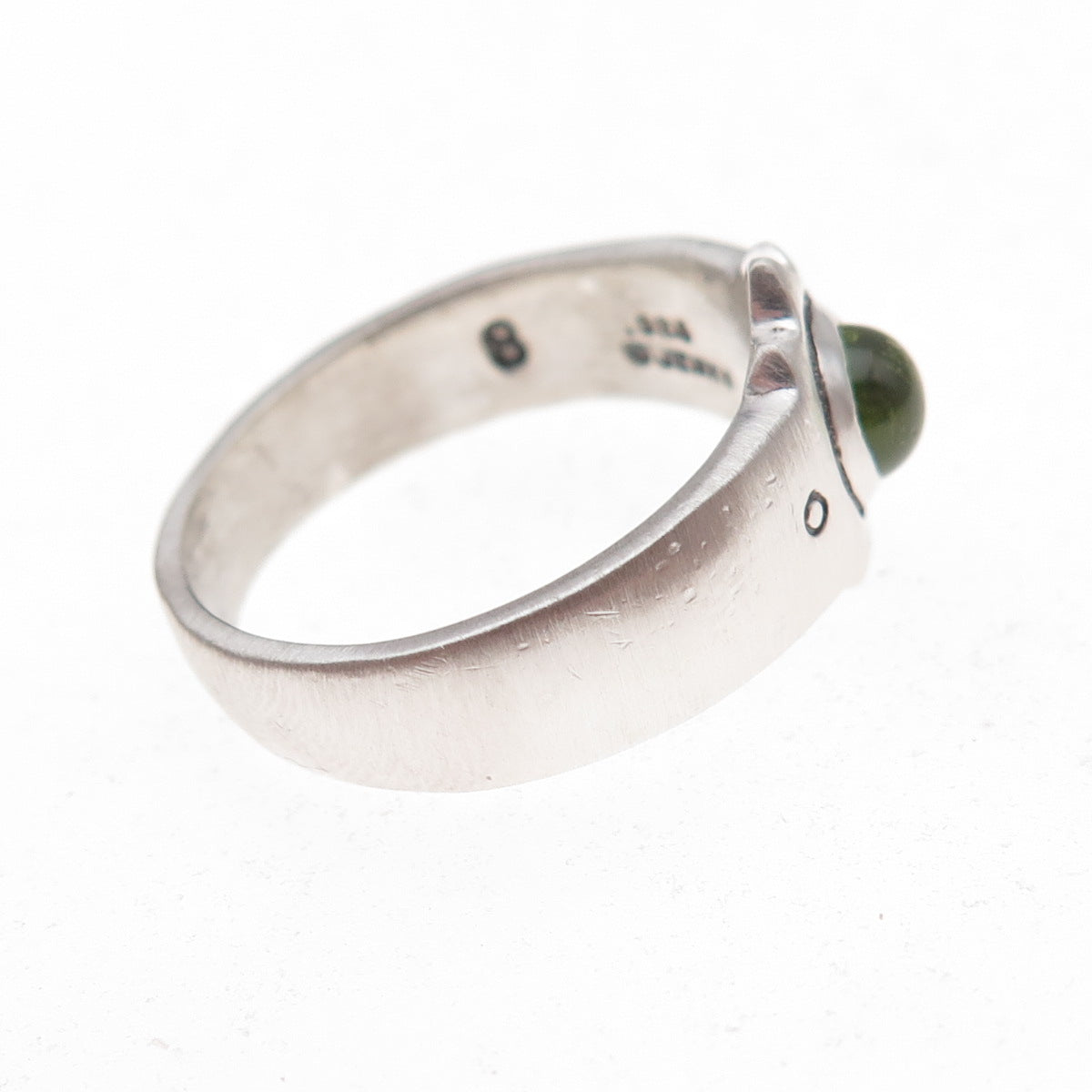 Lisa Jenks 925 Sterling Silver Vintage Real Peridot Modernist Ring Size 8.25