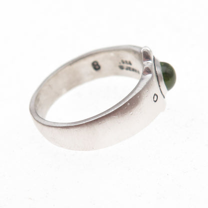 Lisa Jenks 925 Sterling Silver Vintage Real Peridot Modernist Ring Size 8.25