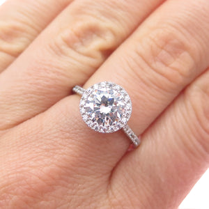 925 Sterling Silver Round-Cut C Z Engagement Ring Size 7