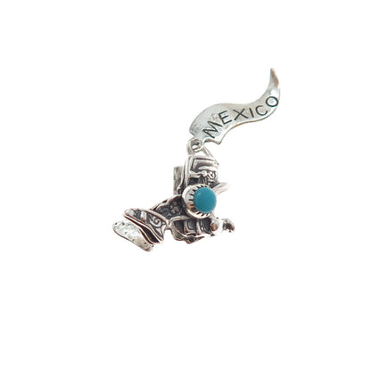 PACIFIC JEWELRY Old Pawn 925 Sterling Turquoise Mexico Horse Saddle Mini Pendant