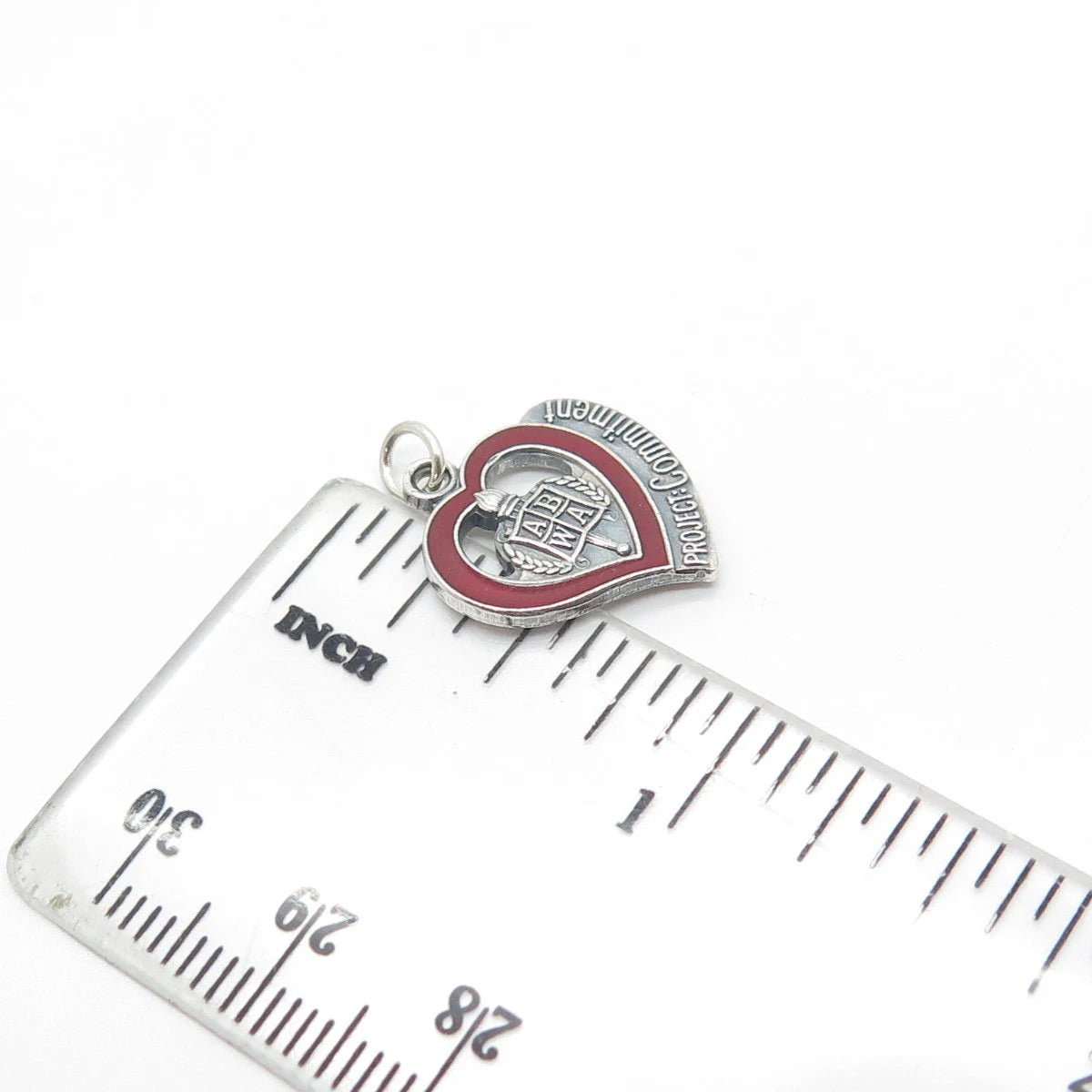 ABWA 925 Sterling Silver Vintage 1982 Enamel Project Commitment Heart Pendant