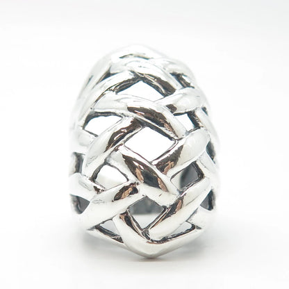 925 Sterling Silver Woven Dome Ring Size 8