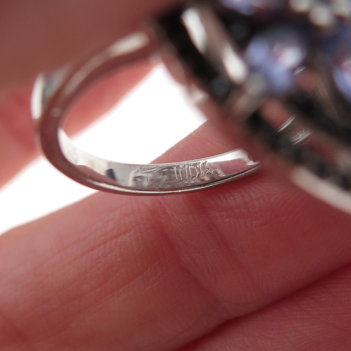 Chuck Clemency 925 Sterling Silver Real Tanzanite & Black Spinel Ring Size 8