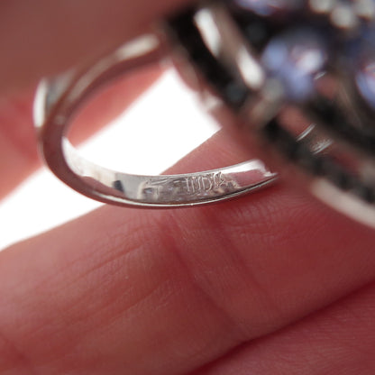 Chuck Clemency 925 Sterling Silver Real Tanzanite & Black Spinel Ring Size 8