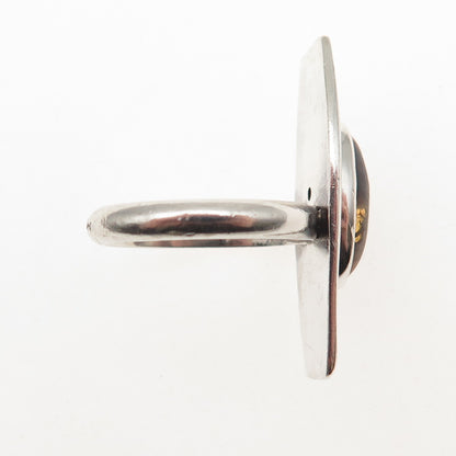 925 Sterling Silver Vintage Real Boulder Opal Modernist Ring Size 8