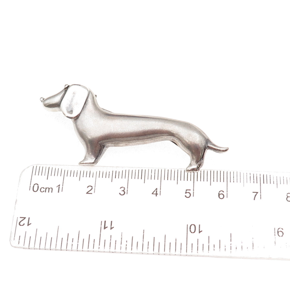 925 Sterling Silver Vintage Italy Dachshund Oxidized Pin Brooch