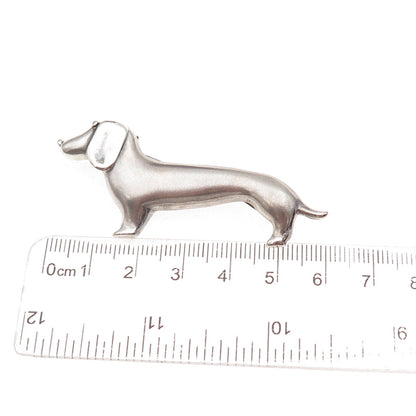 925 Sterling Silver Vintage Italy Dachshund Oxidized Pin Brooch
