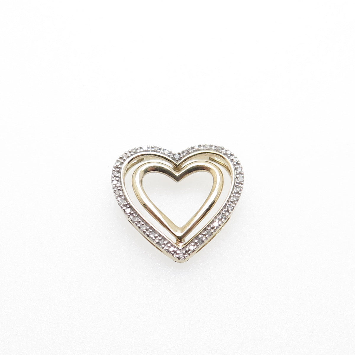 SK9 Allure Gems 925 Sterling Gold Plated Real Diamond Heart Mini Slide Pendant