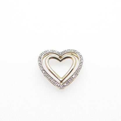 SK9 Allure Gems 925 Sterling Gold Plated Real Diamond Heart Mini Slide Pendant