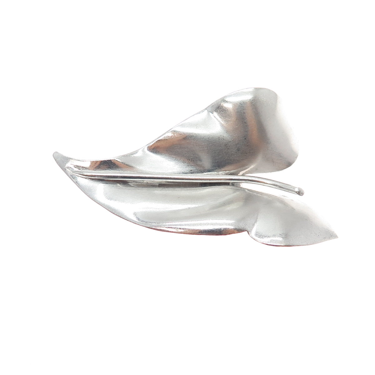 CARL ART 925 Sterling Silver Vintage Modernist Floral Leaf Pin Brooch
