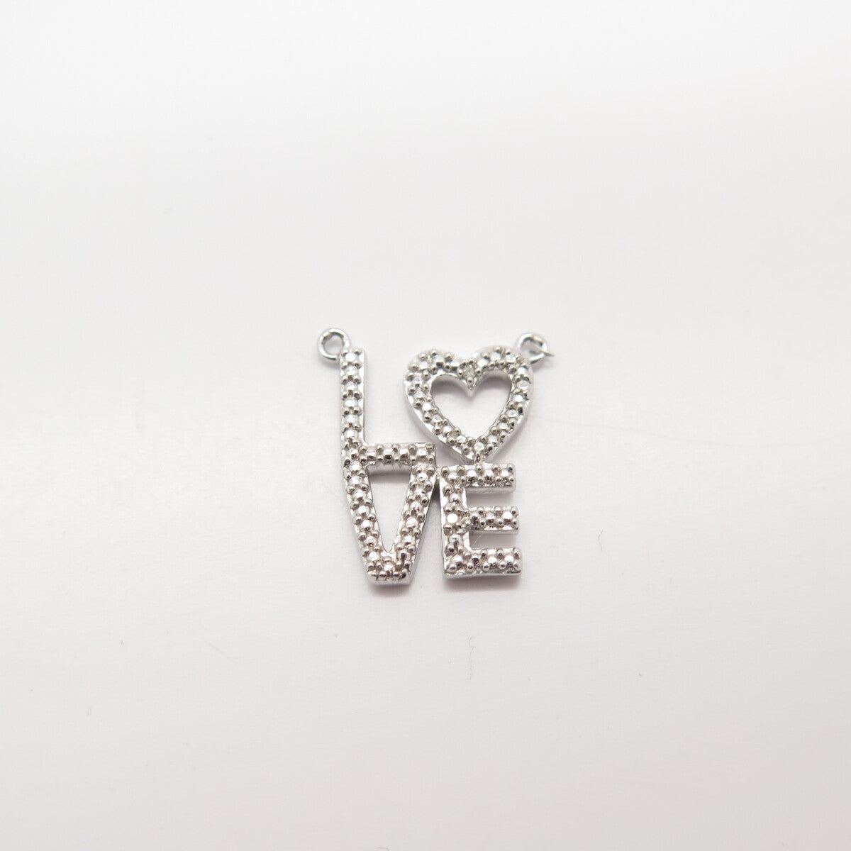 925 Sterling Silver SUN Real White Diamond "LOVE" Necklace Central Part