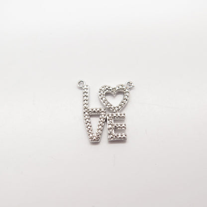 925 Sterling Silver SUN Real White Diamond "LOVE" Necklace Central Part
