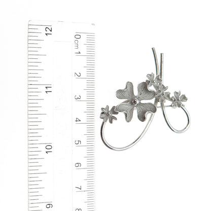 BEAU 925 Sterling Silver Vintage Modernist Flower Pin Brooch