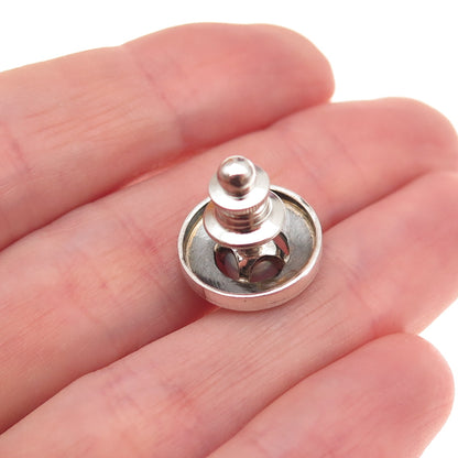 925 Sterling Silver Antique Art Deco Real Pearl Floral Tie Tack / Lapel Pin