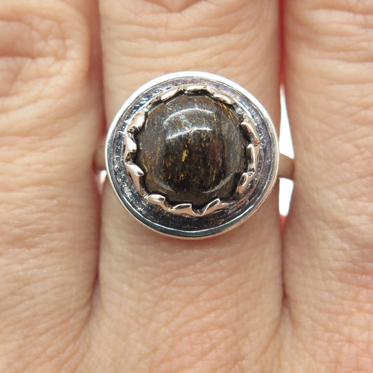 AIL Aluma 925 Sterling Silver Vintage Real Tiger Eye Flame Ring Size 7