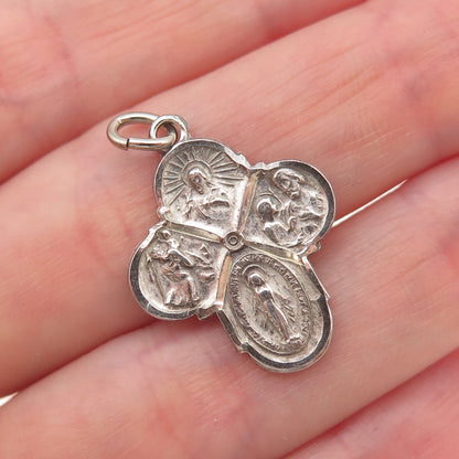 Atelier 925 Sterling Silver Antique Art Deco 4-Way Cross Oxidized Charm Pendant