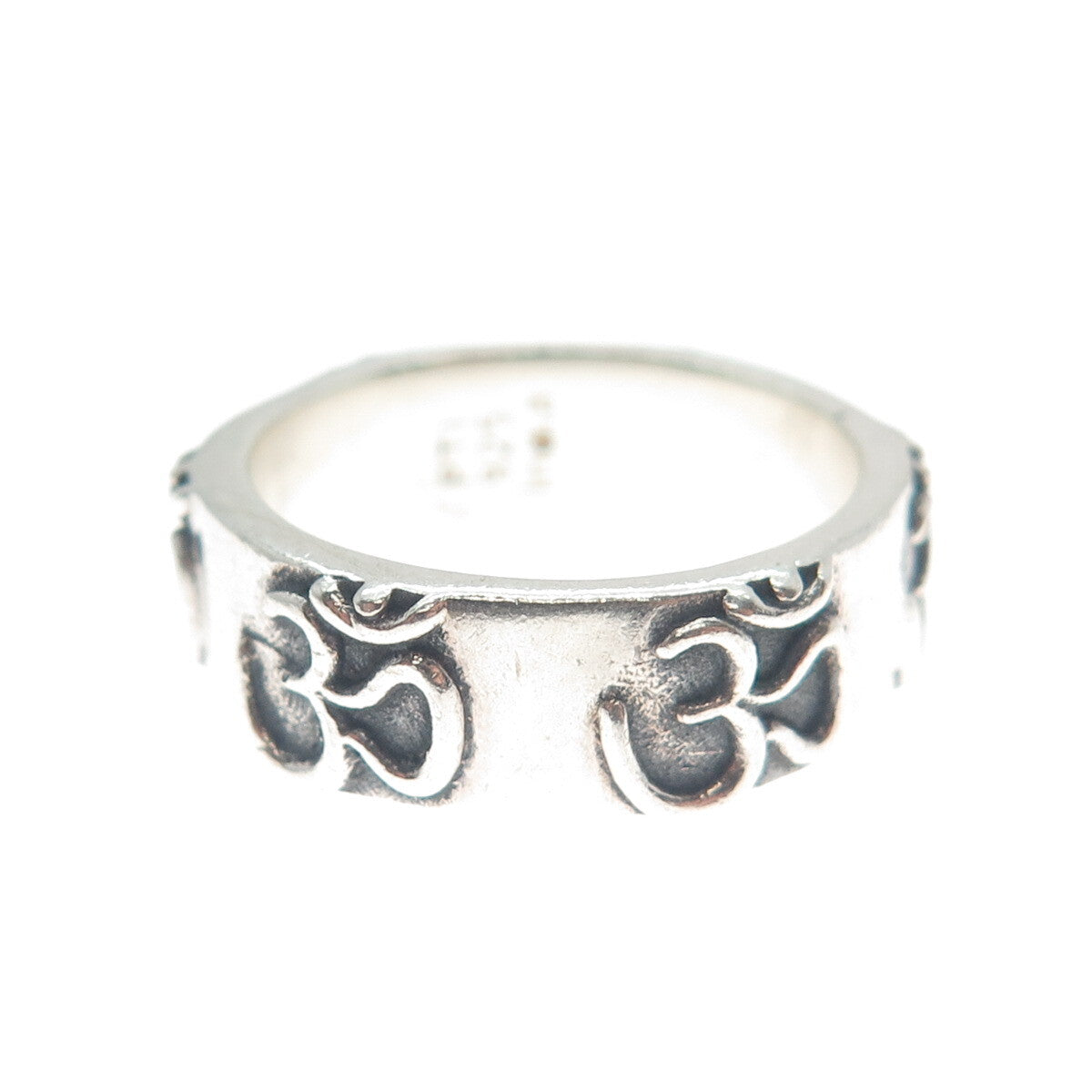 925 Sterling Silver Vintage Om Mantra Band Ring Size 7.5