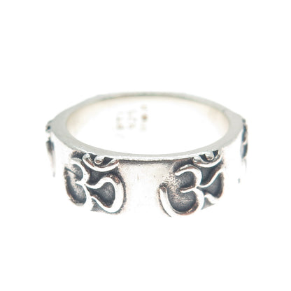 925 Sterling Silver Vintage Om Mantra Band Ring Size 7.5