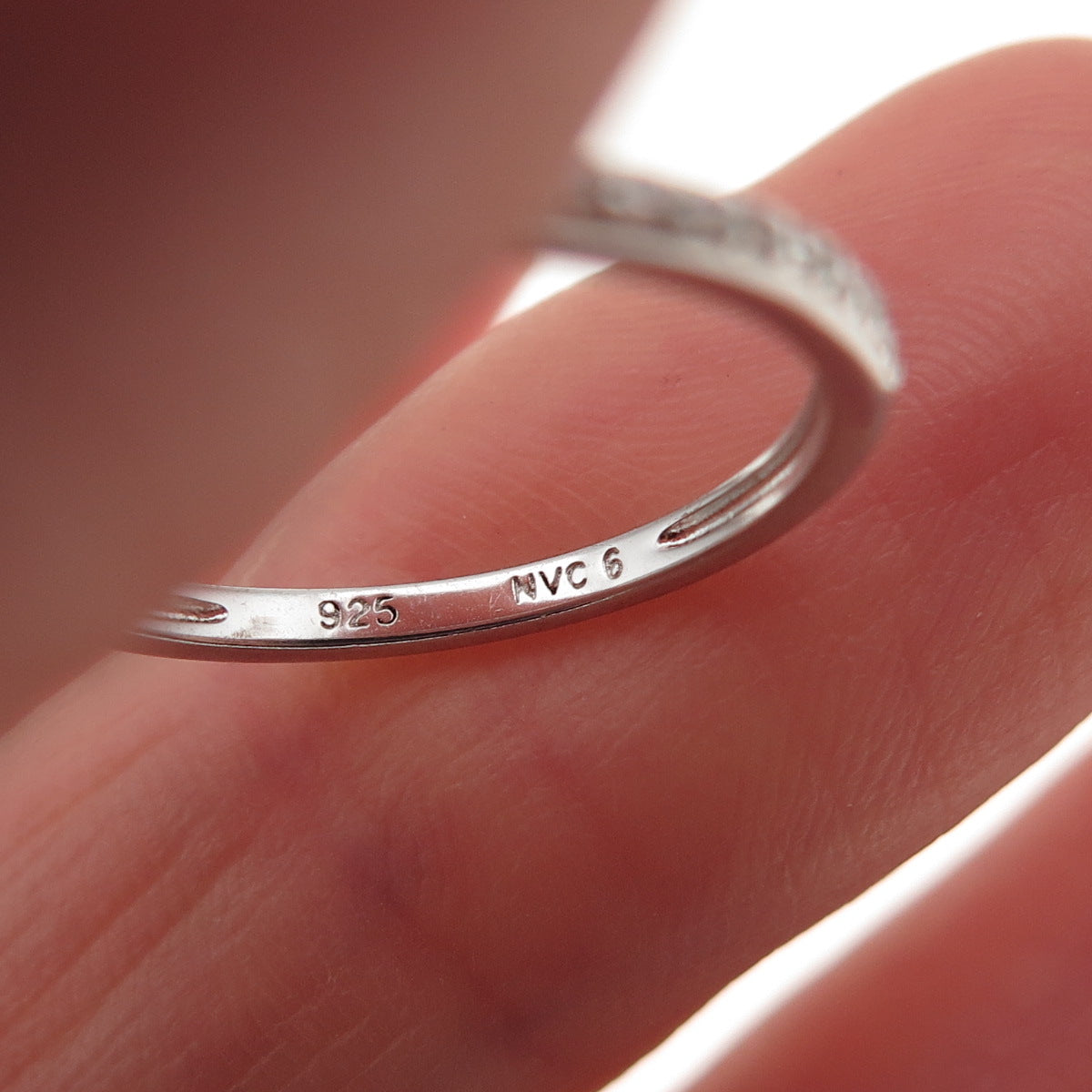 925 Sterling Silver Round-Cut C Z Half Eternity Stackable Band Ring Size 6