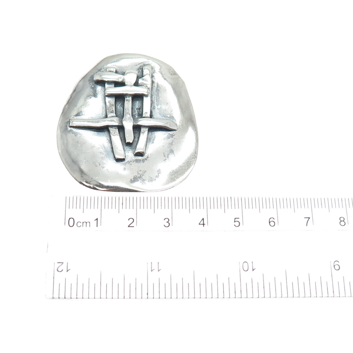 925 Sterling Silver Vintage Modernist Abstract Oxidized Pin Brooch