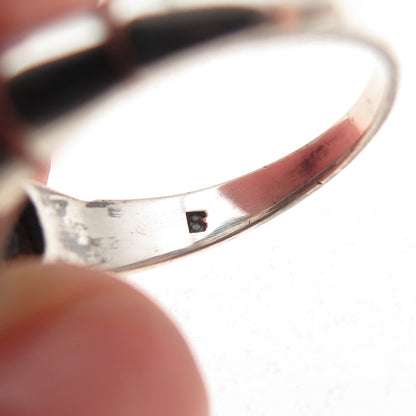 925 Sterling Silver Vintage Real London Blue Topaz Modernist Ring Size 5.75