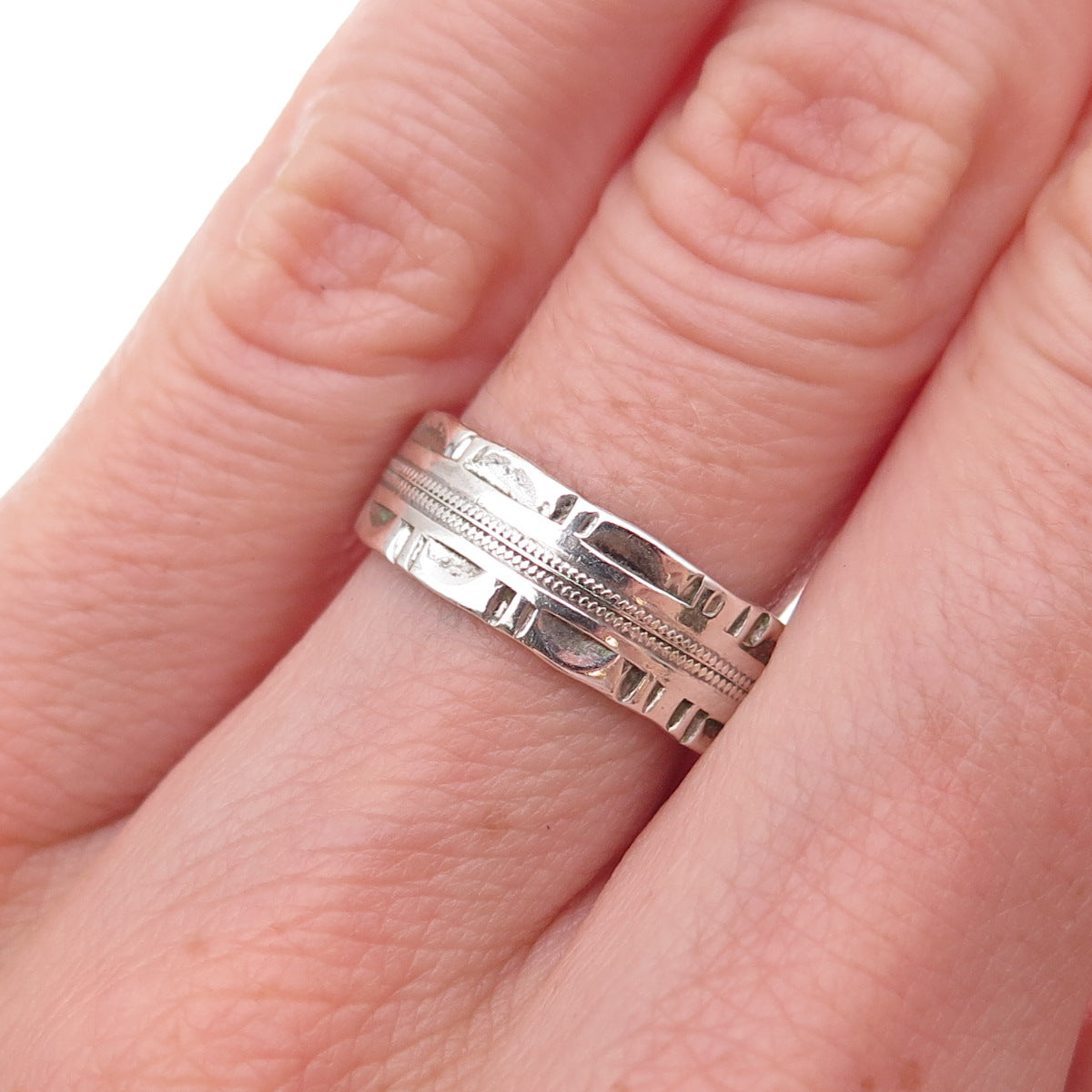 J.D. Schlang Co. 925 Sterling Silver Antique Art Deco Oxidized Band Ring Size 6