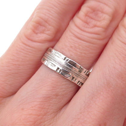 J.D. Schlang Co. 925 Sterling Silver Antique Art Deco Oxidized Band Ring Size 6