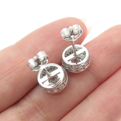 925 Sterling Silver Round-Cut C Z Sparkle Stud Earrings
