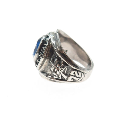 925 Sterling Vintage 1972 Lab-Created Sapphire St. Patrick School Ring Size 6