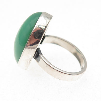 925 Sterling Silver Vintage Real Cabochon Chrysoprase Ring Size 7.75
