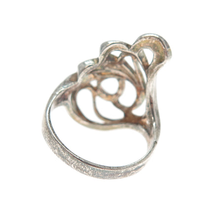 TOMMY LONG 925 Sterling Silver Vintage Modernist Wavy Ring Size 7.75