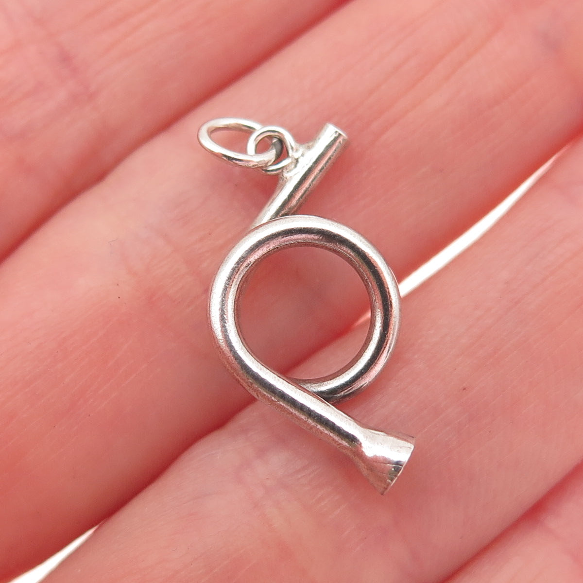 925 Sterling Silver Vintage Musical Horn Mini Charm Pendant