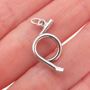 925 Sterling Silver Vintage Musical Horn Mini Charm Pendant