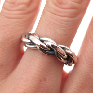 925 Sterling Silver Vintage Braided Oxidized Band Ring Size 7