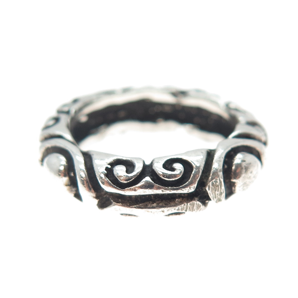 925 Sterling Silver Vintage Modernist Oxidized Band Ring Size 6.5